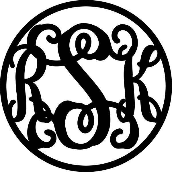 Metal Three Letter Monogram Within Circle Border