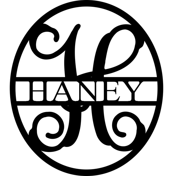 Metal Monogram Oval, Last Name and Letter
