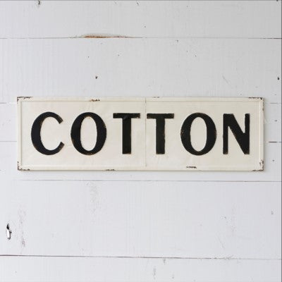 Embossed Metal Cotton Sign