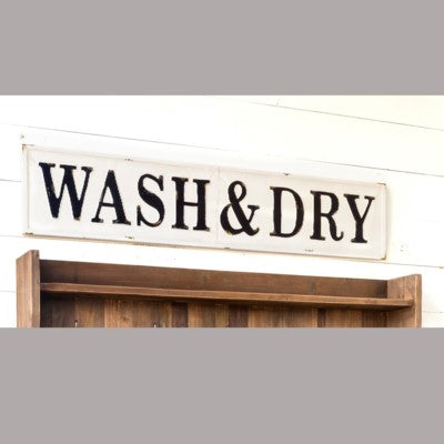 Metal "Wash & Dry" Sign