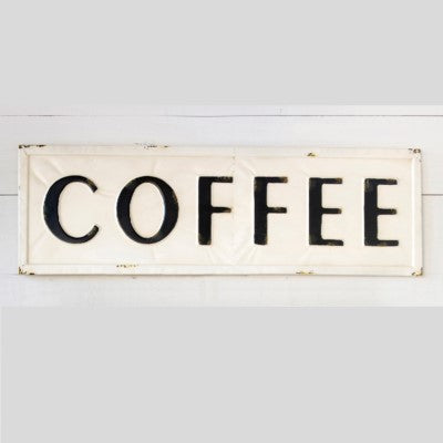 Embossed Metal Coffee Sign