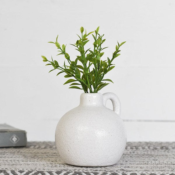 4" Matte White Handle Vase