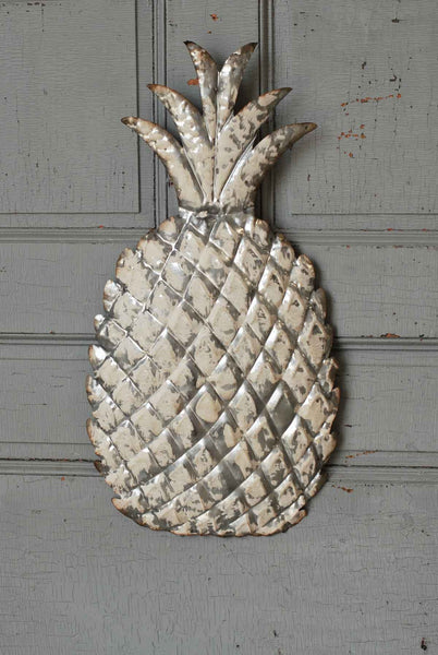 Whitewash Metal Pineapple