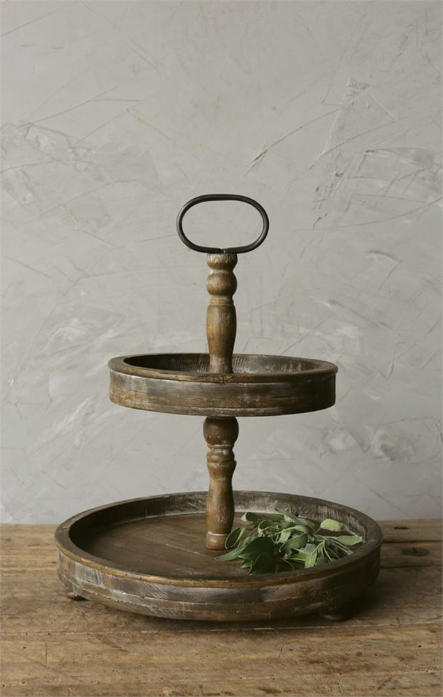 Wooden Two Tiered Stand