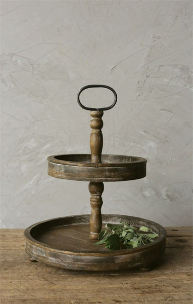 Wooden Two Tiered Stand