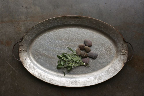 Decorative Metal Tray with Handles