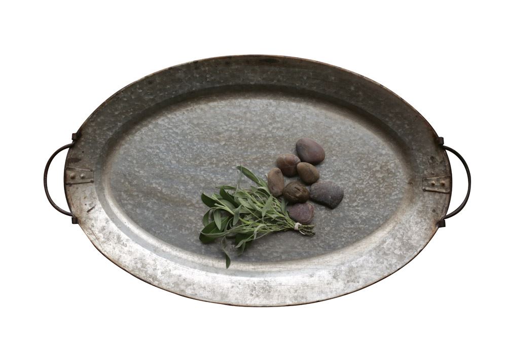 Decorative Metal Tray with Handles