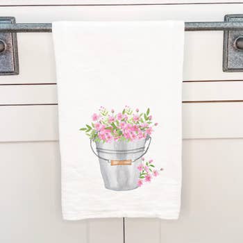 Flowers in Pail Tea Towel